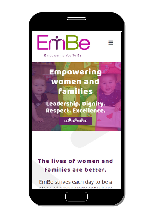 mobile device showing EmBe website